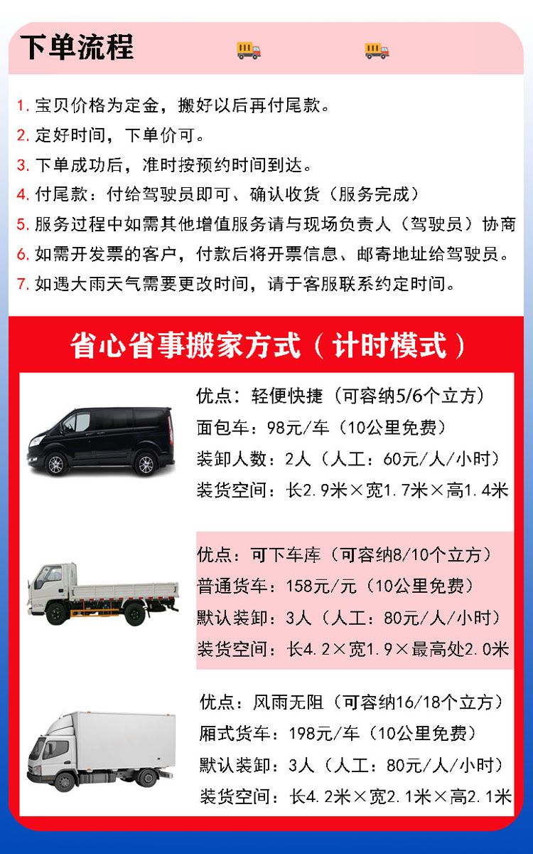 搬家价格，搬家费用